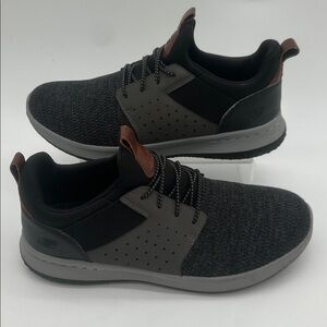 SKECHERS Delson Camben Slip-On Sneaker Loafer Gray Black Charcoal Mens Size 9.5
